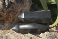 Polished Black Basalt Points  x 12 From Antsirabe, Madagascar