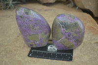 Polished Stichtite & Serpentine Standing Free Forms With Silky Purple Threads  x 3 From Barberton, South Africa - Toprock Gemstones and Minerals 