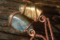 Polished Labradorite Copper Wire Wrapped Pendants  - Sold Per Piece -  From Madagascar - TopRock