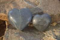 Polished  Blue Lazulite Gemstone Hearts  x 6 From Madagascar