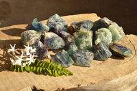 Natural Stone Sealed Watermelon Fluorite Cobbed Pieces  x 15 From Uis, Namibia - TopRock