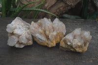 Natural Cascading White Phantom Smokey Quartz Clusters  x 3 From Luena, Congo - Toprock Gemstones and Minerals 