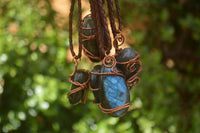 Polished Labradorite Copper Wire Wrapped Pendants  - Sold Per Piece -  From Madagascar - TopRock