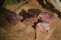 Natural Rough Red Rhodonite Specimens x 4 From Zimbabwe