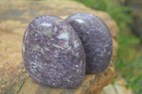 Polished Purple Lepidolite Standing Free Forms  x 6 From Madagascar