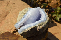 Natural Blue Lace Agate Geode Specimens  x 2 From Malawi - TopRock