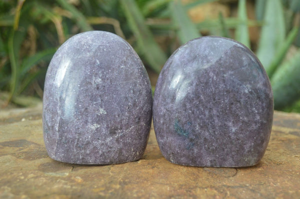 Polished Purple Lepidolite Standing Free Forms  x 6 From Madagascar