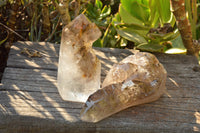 Polished Gorgeous Pair Of Smokey Window Sceptre Quartz Crystals x 2 From Ankazobe, Madagascar - TopRock