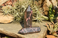 Polished Pink & Black Rhodonite Points  x 2 From Ambindavato, Madagascar - TopRock