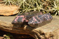 Polished Pink & Black Rhodonite Points  x 2 From Ambindavato, Madagascar - TopRock