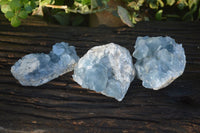 Natural Blue Celestite Crystal Specimens  x 3 From Sakoany, Madagascar - Toprock Gemstones and Minerals 