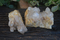 Natural Cascading White Phantom Smokey Quartz Clusters  x 2 From Luena, Congo - Toprock Gemstones and Minerals 