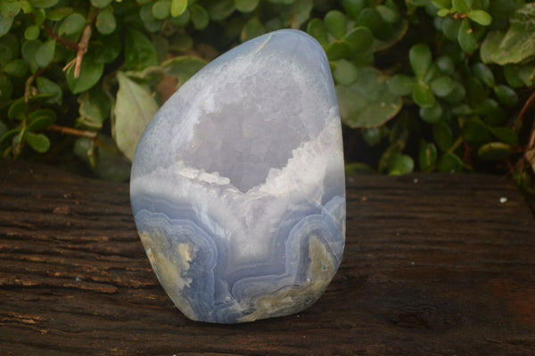 Polished Blue Lace Agate Geode Standing Free Form x 1 From Nsanje, Malawi