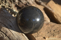 Polished Black Basalt Spheres x 2 From Madagascar