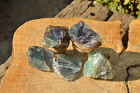 Natural Stone Sealed Watermelon Fluorite Cobbed Pieces  x 15 From Uis, Namibia - TopRock