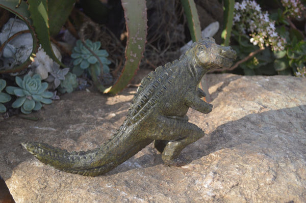 Polished Leopard Stone Dinosaur Carving x 1 From Zimbabwe