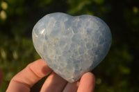 Polished Blue Calcite Gemstone Eggs & Hearts  x 6 From Ihadilalana, Madagascar