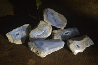 Polished One Side Polished Blue Lace Agate Pieces x 6 From Nsanje, Malawi