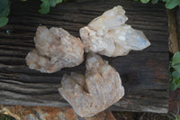 Natural Cascading White Phantom Smokey Quartz Clusters  x 3 From Luena, Congo - TopRock