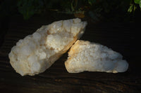 Natural White Phantom Candle Quartz Clusters  x 2 From Madagascar - Toprock Gemstones and Minerals 