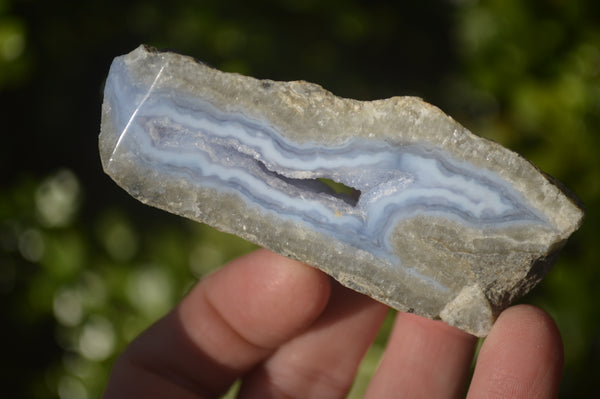 Polished One Side Polished Blue Lace Agate Pieces x 6 From Nsanje, Malawi