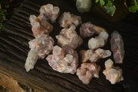 Natural Pink Candle Quartz Clusters  x 12 From Madagascar