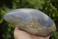 Polished Blue Lace Agate Geode Standing Free Form x 1 From Nsanje, Malawi