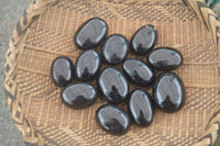 Polished Schorl Black Tourmaline Palm Stones  x 12 From Madagascar - Toprock Gemstones and Minerals 