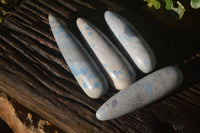 Polished Blue Spotted Spinel Quartz Massage Wands x 4 From Madagascar