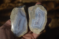 Polished One Side Polished Blue Lace Agate Pieces x 6 From Nsanje, Malawi