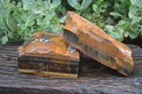 Natural Golden Blue Tigers Eye Specimens  x 2 From Prieska, South Africa - TopRock