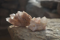 Natural Pink Candle Quartz Clusters  x 12 From Madagascar