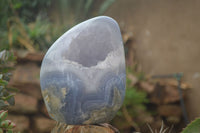 Polished Blue Lace Agate Geode Standing Free Form x 1 From Nsanje, Malawi