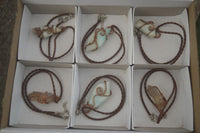 Polished Mixed Copper Wire Wrapped Jewellery Pendants x 6 From Southern Africa - Toprock Gemstones and Minerals 