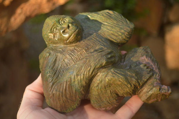 Polished  Green Verdite Gorilla Carving  x 1 From Zimbabwe