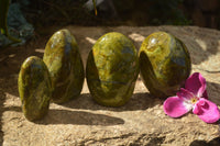 Polished Green Opal Standing Free Forms  x 4 From Madagascar - TopRock