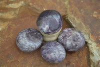 Polished Mini Purple Lepidolite Palm Stones  x 20 From Madagascar - Toprock Gemstones and Minerals 