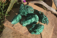 Natural Silky Malachite Specimens  x 5 From Kasompe, Congo