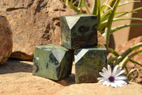 Polished Stromatolite / Kambamba Jasper Cubes (Corners Cut To Stand) x 4 From Mahajanga, Madagascar - TopRock