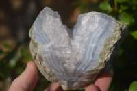 Natural Blue Lace Agate Geode Specimens  x 3 From Malawi - Toprock Gemstones and Minerals 