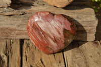 Polished Petrified Red Podocarpus Wood Hearts  x 2 From Mahajanga, Madagascar - TopRock