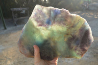 Polished  Watermelon Fluorite Slice With Custom Metal Stand  x 1 From Uis, Namibia