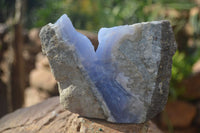 Natural Blue Lace Agate Geode Specimens  x 3 From Malawi - Toprock Gemstones and Minerals 