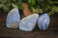 Polished Blue Lace Agate Standing Free Forms  x 3 From Nsanje, Malawi - Toprock Gemstones and Minerals 