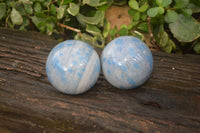 Polished Blue Spotted Spinel Quartz Spheres x 2 From Madagascar