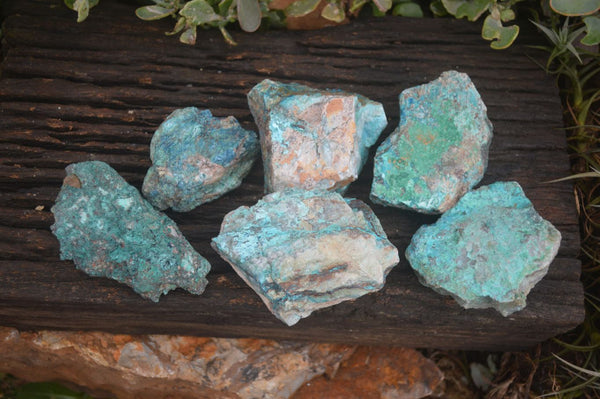 Natural Rough Blue Shattuckite Specimens  x 6 From Kaokoveld, Namibia - Toprock Gemstones and Minerals 