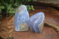 Polished Blue Lace Agate Standing Free Forms  x 3 From Nsanje, Malawi - Toprock Gemstones and Minerals 