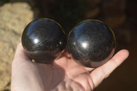 Polished Schorl Black Tourmaline Spheres x 4 From Madagascar