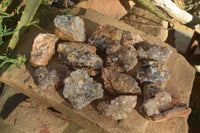 Natural Clear Hematoid Quartz With Goethite Inclusions x 13 From Zambia