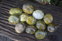 Polished selected Green Opal Palm Stones x 12 From Antsirabe, Madagascar - Toprock Gemstones and Minerals 